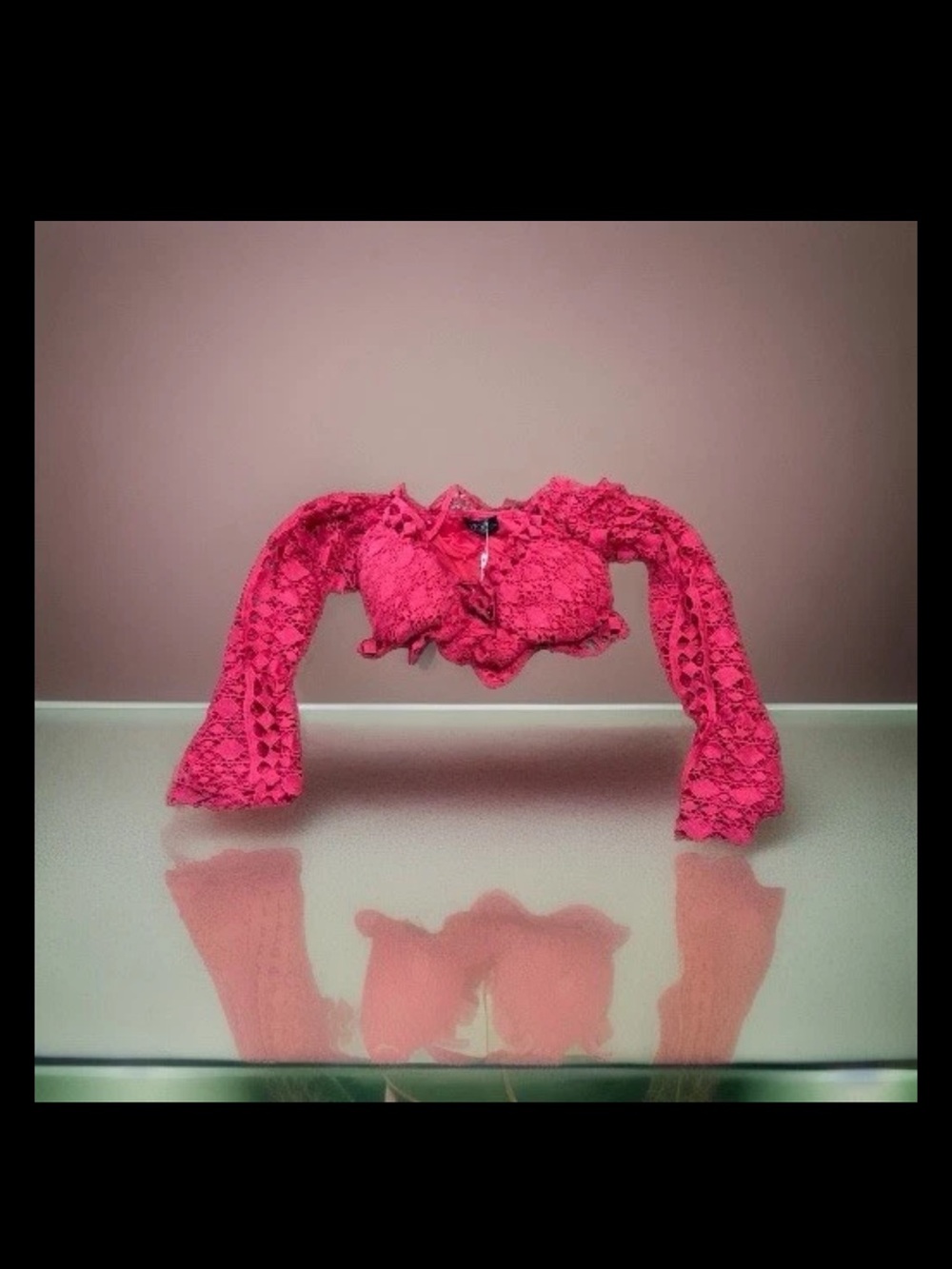ITOO Italian Lola Brunch Lace Crop Top Pink Sz Small Vacation Cruise Night Club